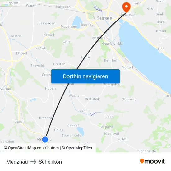 Menznau to Schenkon map