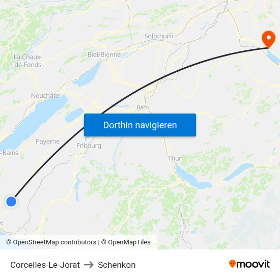 Corcelles-Le-Jorat to Schenkon map