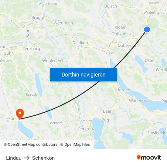Lindau to Schenkon map