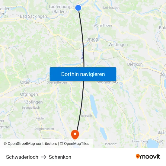 Schwaderloch to Schenkon map