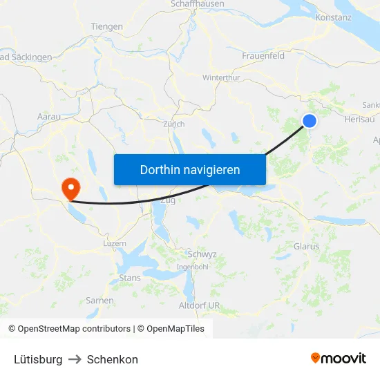 Lütisburg to Schenkon map