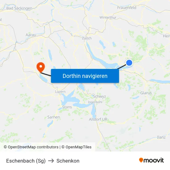 Eschenbach (Sg) to Schenkon map