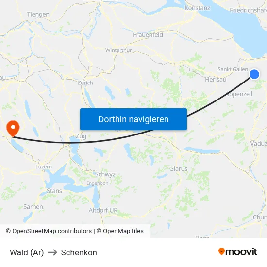 Wald (Ar) to Schenkon map