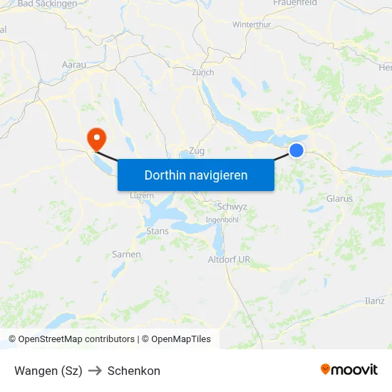 Wangen (Sz) to Schenkon map