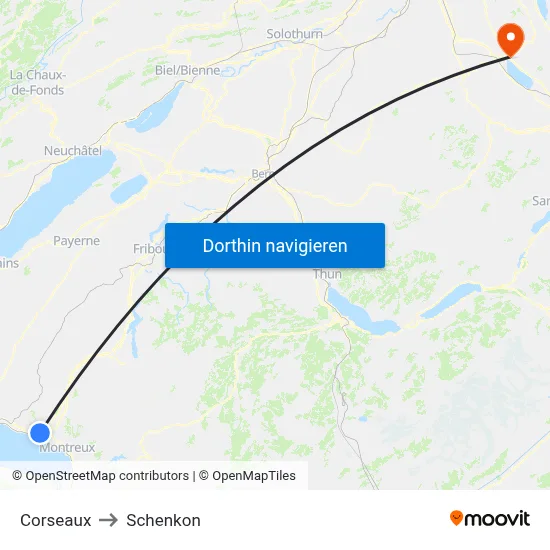 Corseaux to Schenkon map