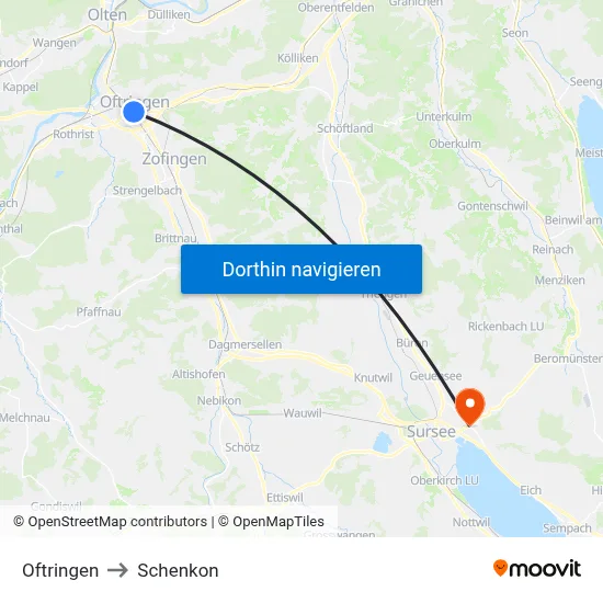 Oftringen to Schenkon map