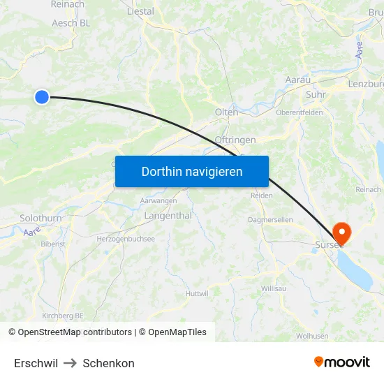 Erschwil to Schenkon map