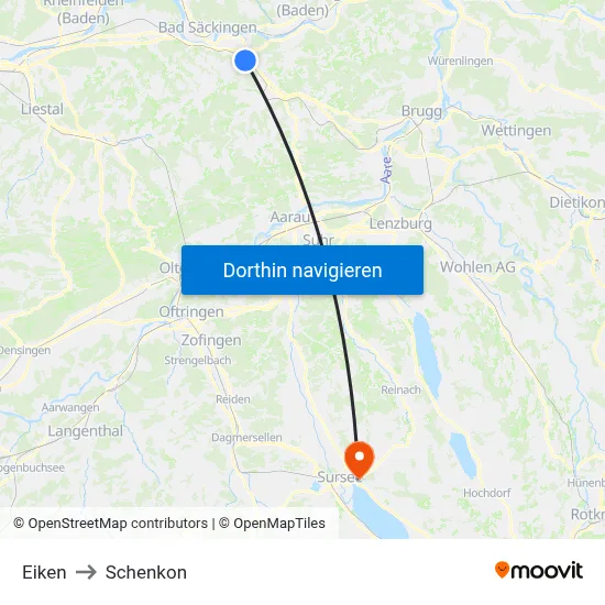 Eiken to Schenkon map