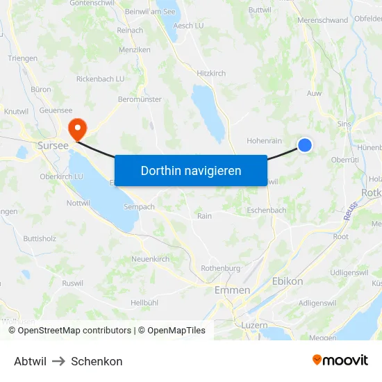 Abtwil to Schenkon map
