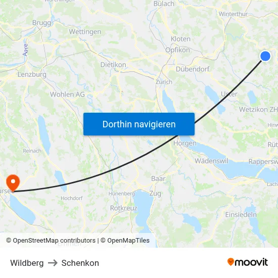 Wildberg to Schenkon map