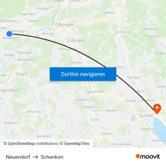 Neuendorf to Schenkon map