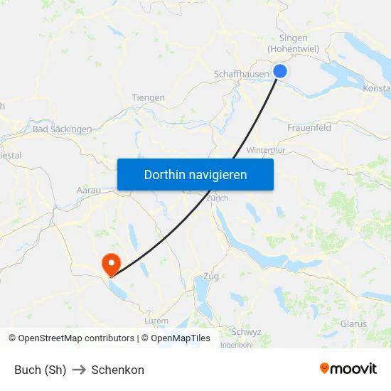 Buch (Sh) to Schenkon map