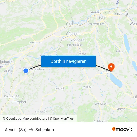 Aeschi (So) to Schenkon map