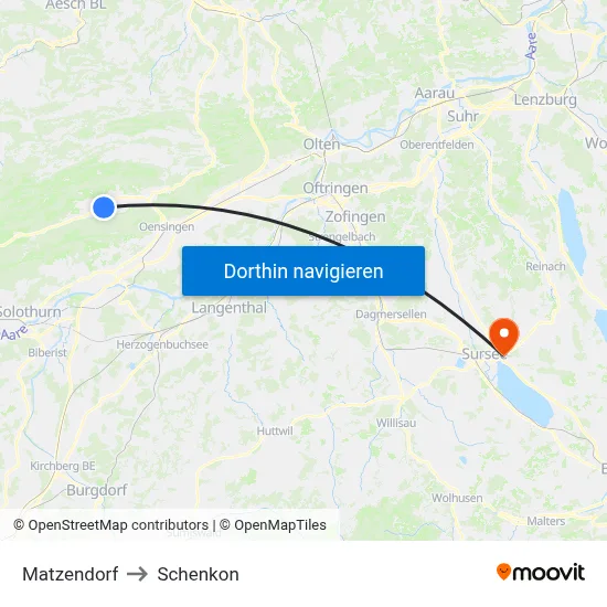 Matzendorf to Schenkon map