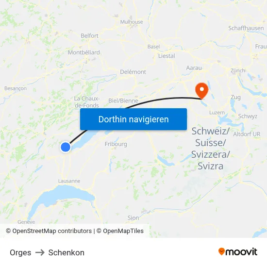 Orges to Schenkon map