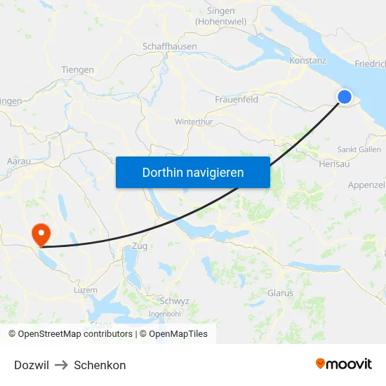 Dozwil to Schenkon map
