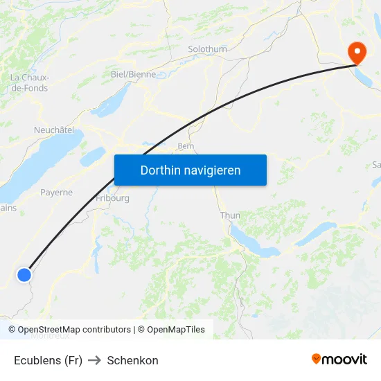 Ecublens (Fr) to Schenkon map