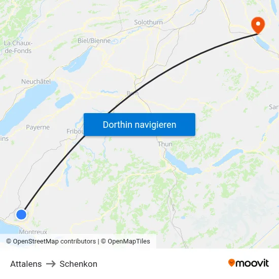Attalens to Schenkon map