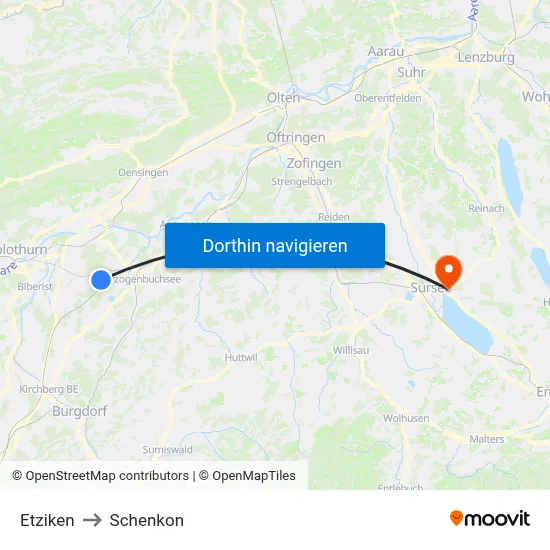 Etziken to Schenkon map