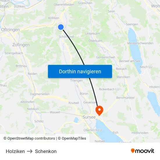 Holziken to Schenkon map