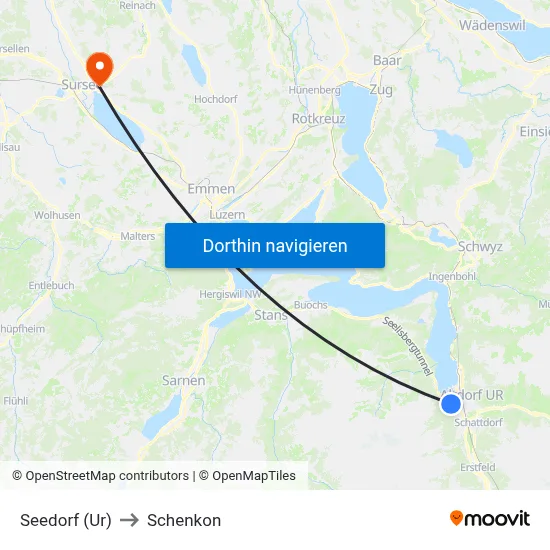 Seedorf (Ur) to Schenkon map