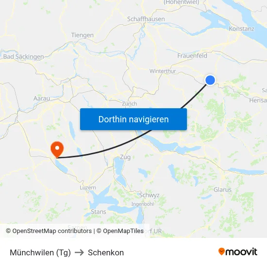 Münchwilen (Tg) to Schenkon map