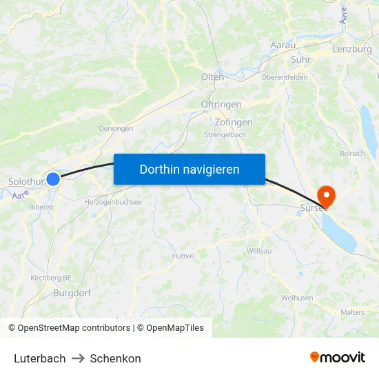 Luterbach to Schenkon map
