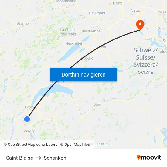 Saint-Blaise to Schenkon map