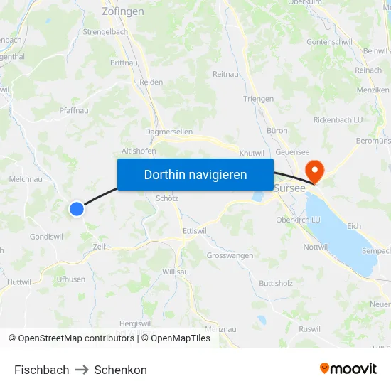 Fischbach to Schenkon map