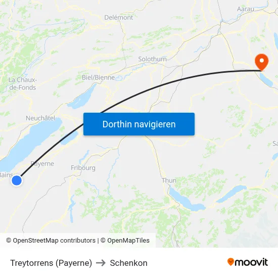Treytorrens (Payerne) to Schenkon map
