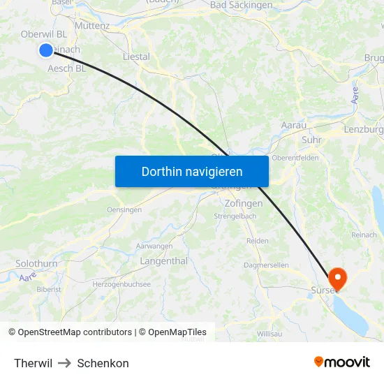 Therwil to Schenkon map