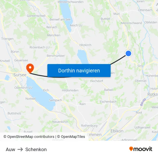 Auw to Schenkon map