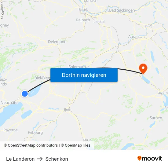 Le Landeron to Schenkon map