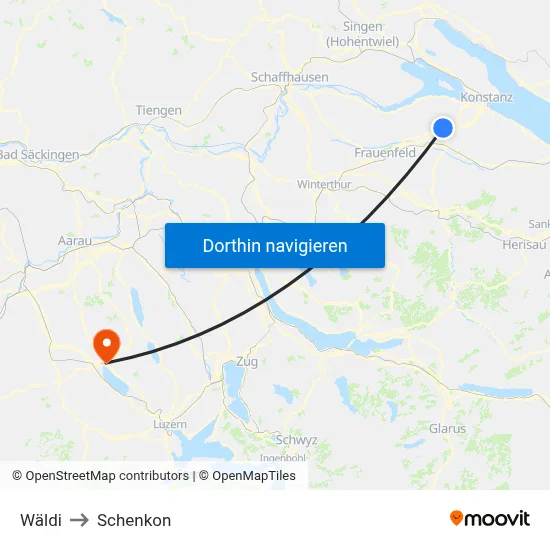 Wäldi to Schenkon map