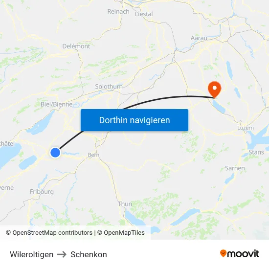 Wileroltigen to Schenkon map