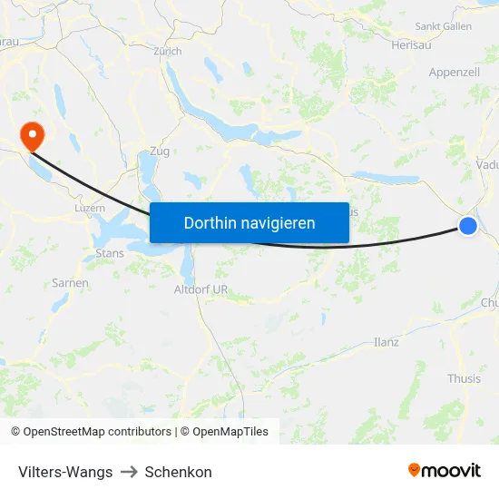 Vilters-Wangs to Schenkon map