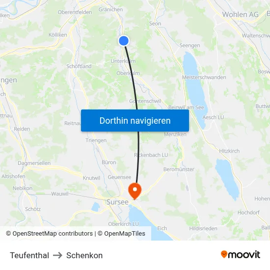 Teufenthal to Schenkon map