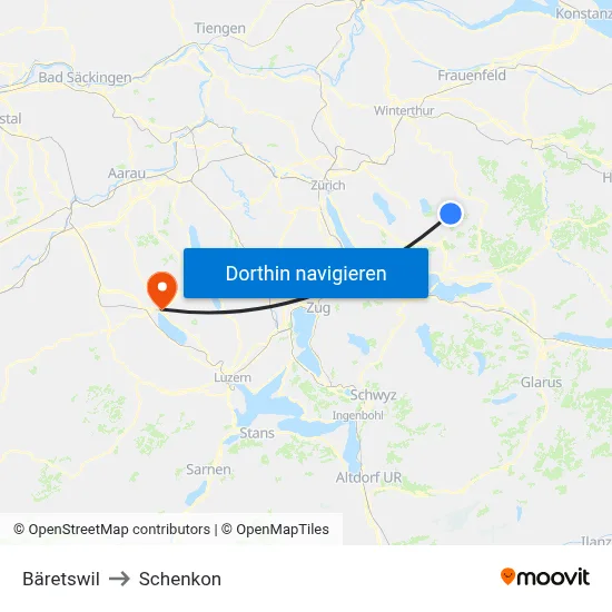 Bäretswil to Schenkon map