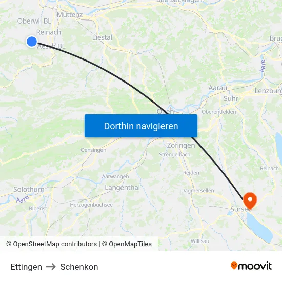 Ettingen to Schenkon map