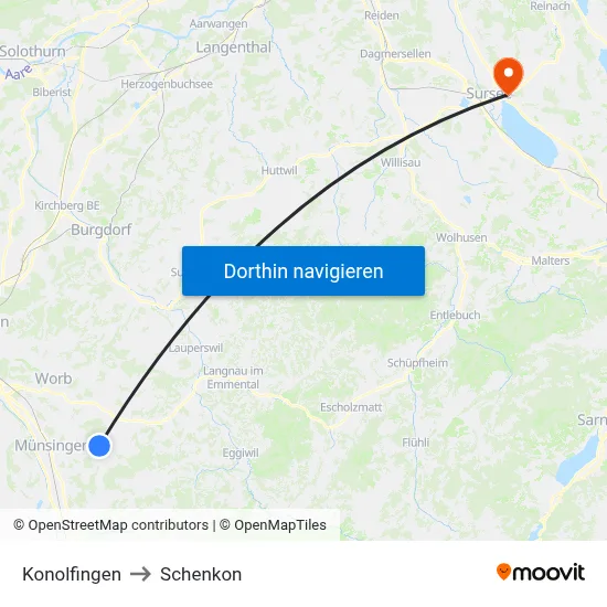 Konolfingen to Schenkon map