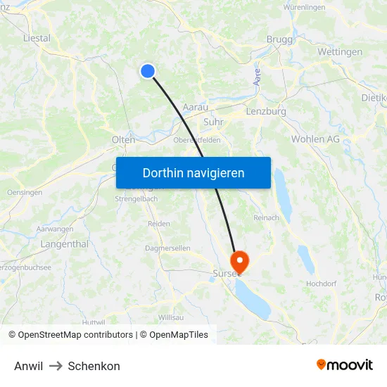 Anwil to Schenkon map