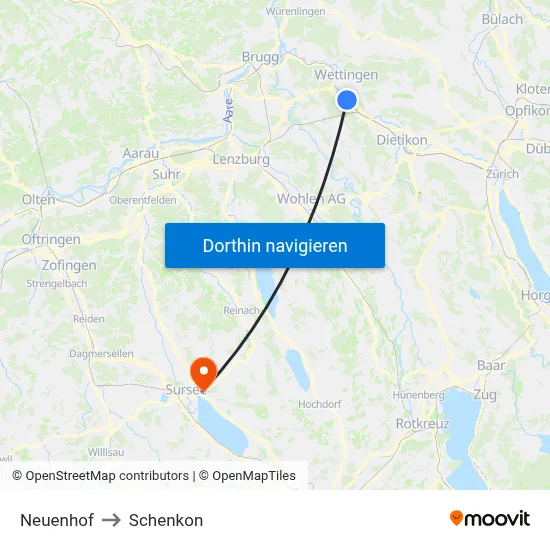 Neuenhof to Schenkon map