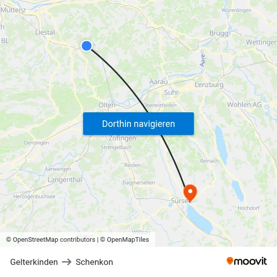 Gelterkinden to Schenkon map