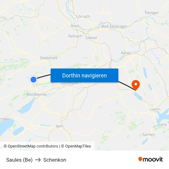 Saules (Be) to Schenkon map