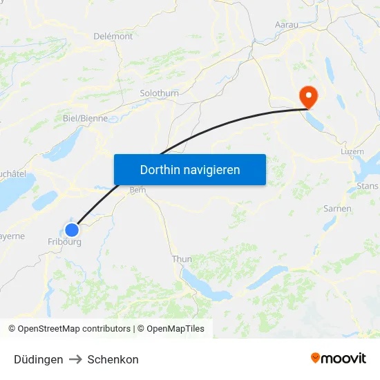 Düdingen to Schenkon map