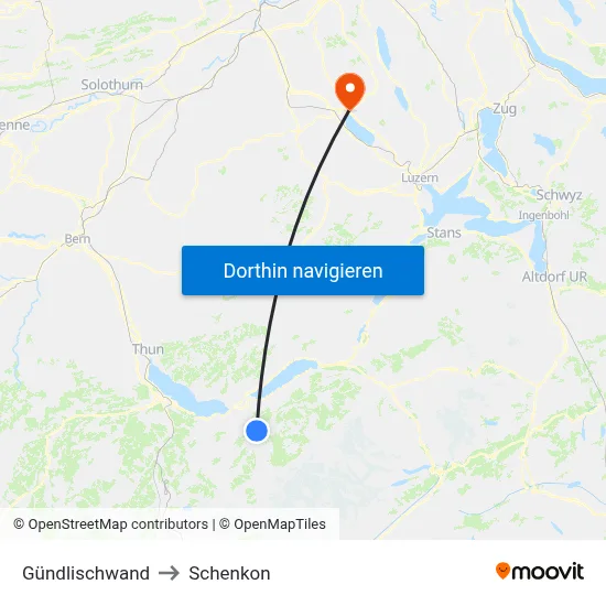 Gündlischwand to Schenkon map