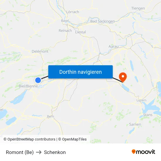 Romont (Be) to Schenkon map