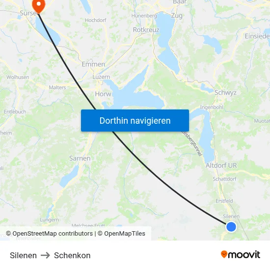 Silenen to Schenkon map