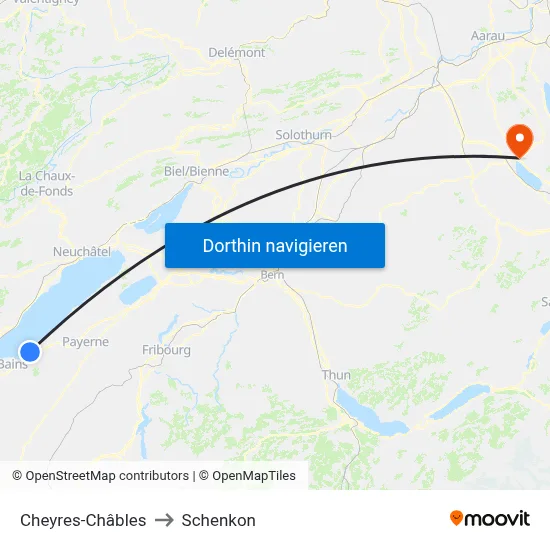Cheyres-Châbles to Schenkon map