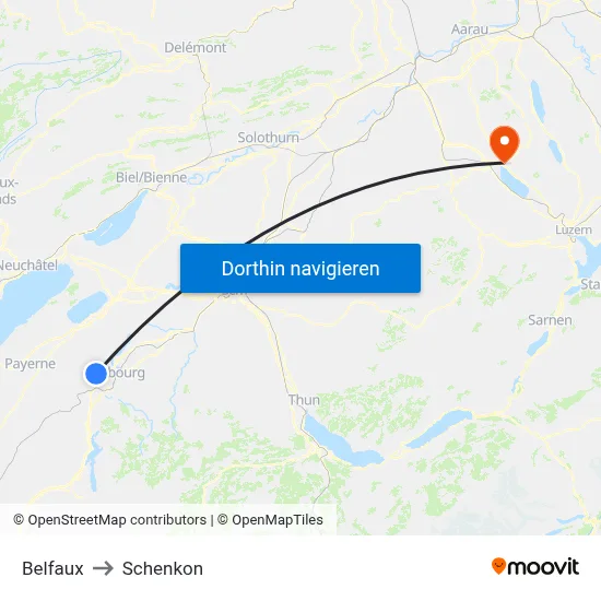 Belfaux to Schenkon map